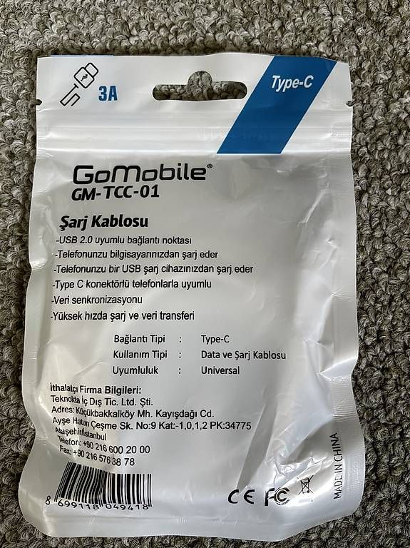 Kabel: GoMobile USB-A auf USB-C Ladekabel 3A – Gebraucht aus Buchs SG von auchan2008 1