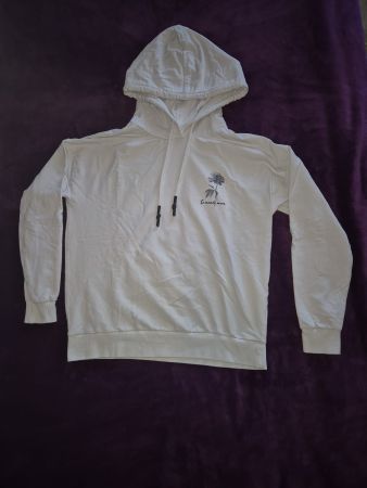 Sweat à capuche blanc avec motif imprimé, d'occasion