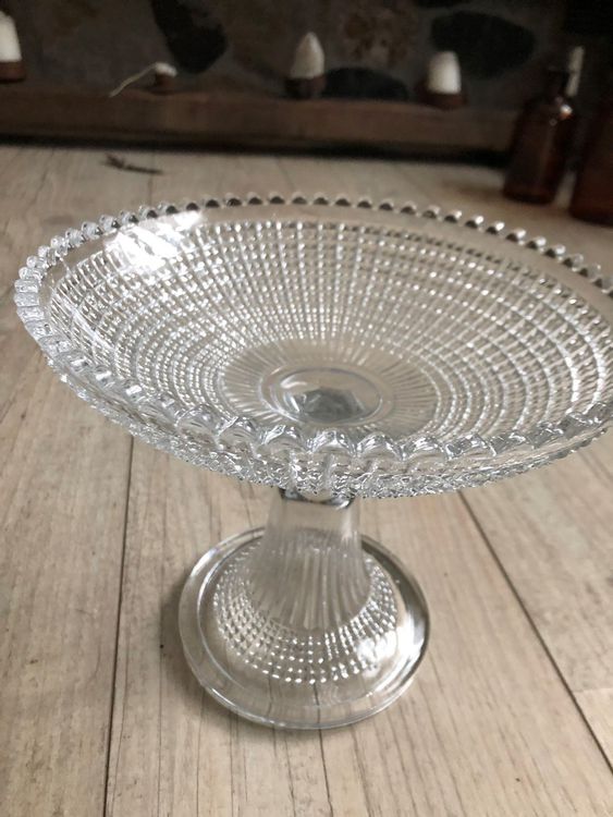 Val Saint-Lambert : Coupe à 2 Compartiments De Forme Gondole Vers 1950 Cristal Teinte Vert