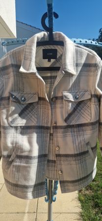 Hemdjacke kariert beige grau sehr guter Zustand