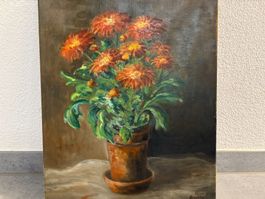 35.5x45.5/ '51 Huggler / Ölgemälde Blumenstillleben