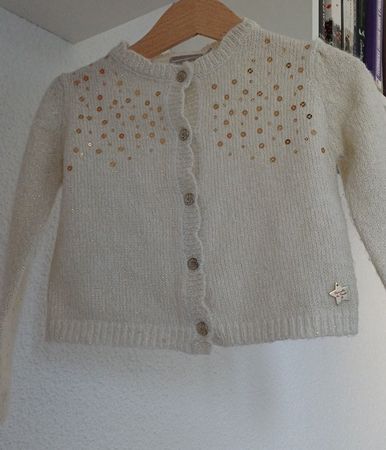 Strickjacke weiss Pailletten Grösse 98 