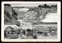 AK Hagneck, Brücke, Dorfgasse mit Gebäuden