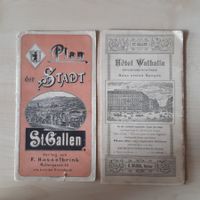 REISEFÜHRER UND KARTE: PLAN DER STADT ST.GALLEN um 1891