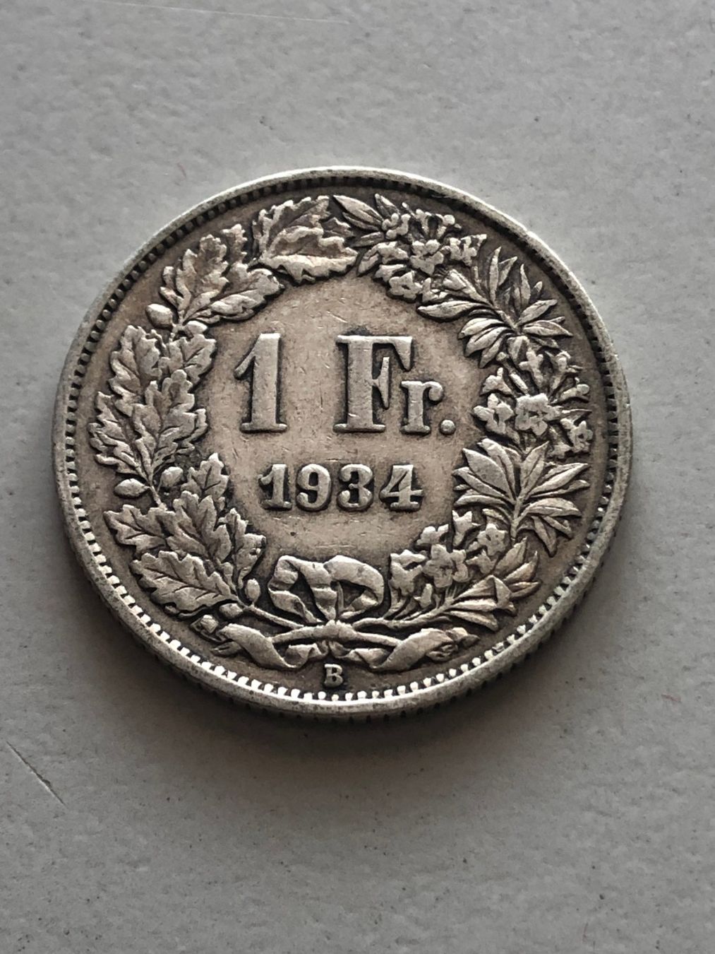 Alle Münzen: 1 Fr. 1934 – Gebraucht aus Schötz von Odpa