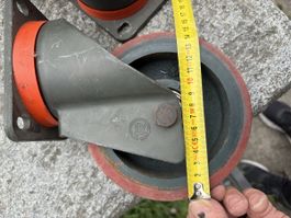 H 600 ) 4 Stück Schwelast Lenk Rollen aus Stahl und Hartgumi