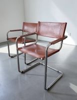 Vintage Freischwinger 2er Set | Echtleder | Bauhaus Stil