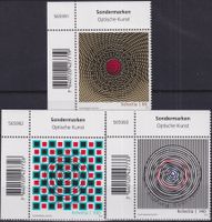 2010, Nr.1362-1364 "Kunst" mit ET-Voll-Stempel +ECKTABS.
