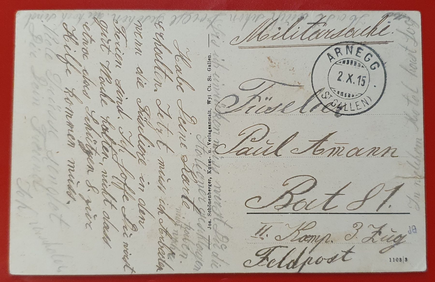 Ansichtskarten: Waldkirch SG 1915 – Gebraucht aus Kreuzlingen von Rschweiz1 1