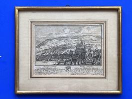 Herrliberger Kupferstich Willisau im Echtgoldrahmen um 1754