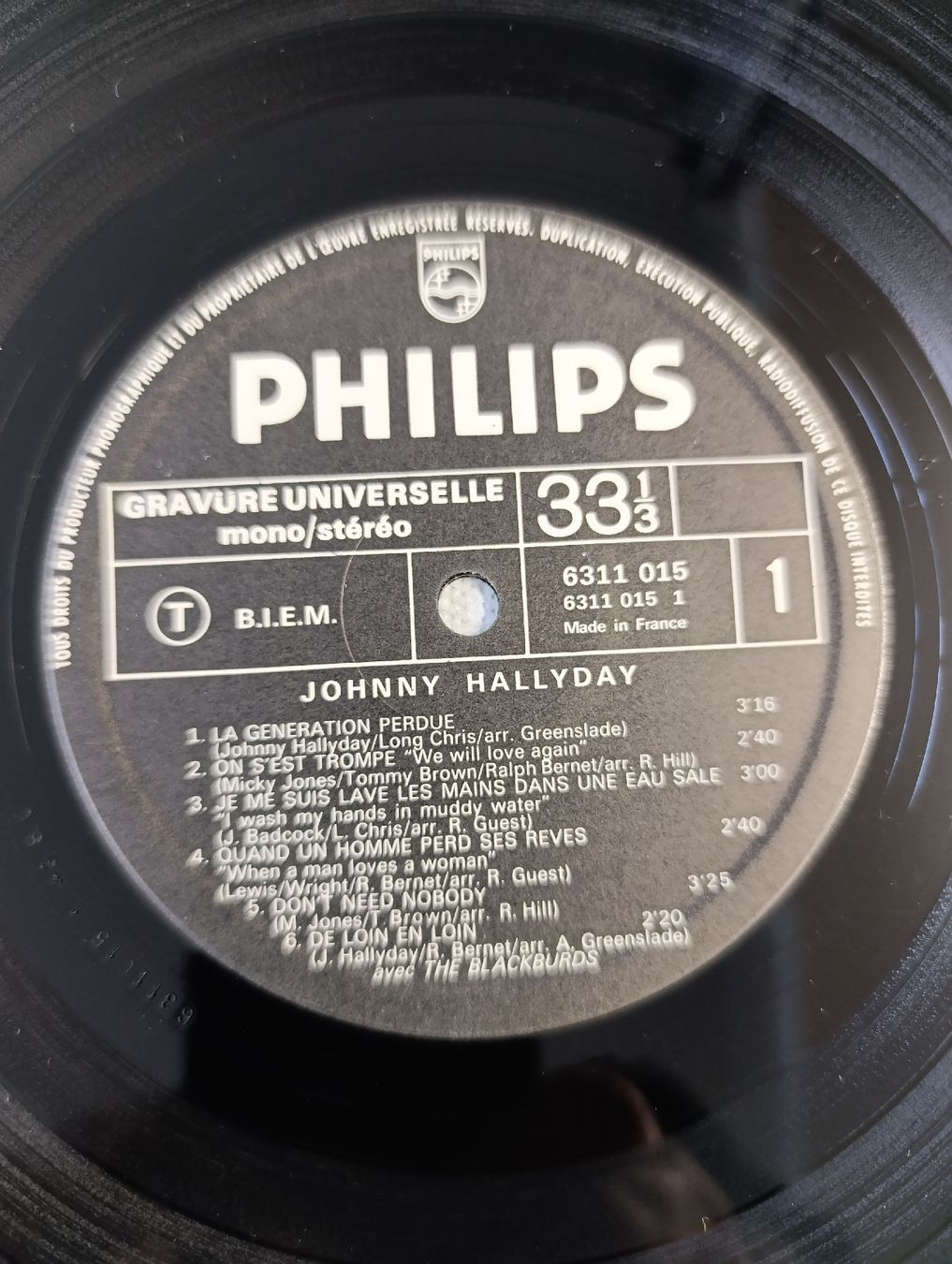 Schallplatten: Johnny Hallyday, "La génération perdue", disque 33t. , 1966 – Gebraucht aus Avry-sur-Matran von dav_nm5p 5