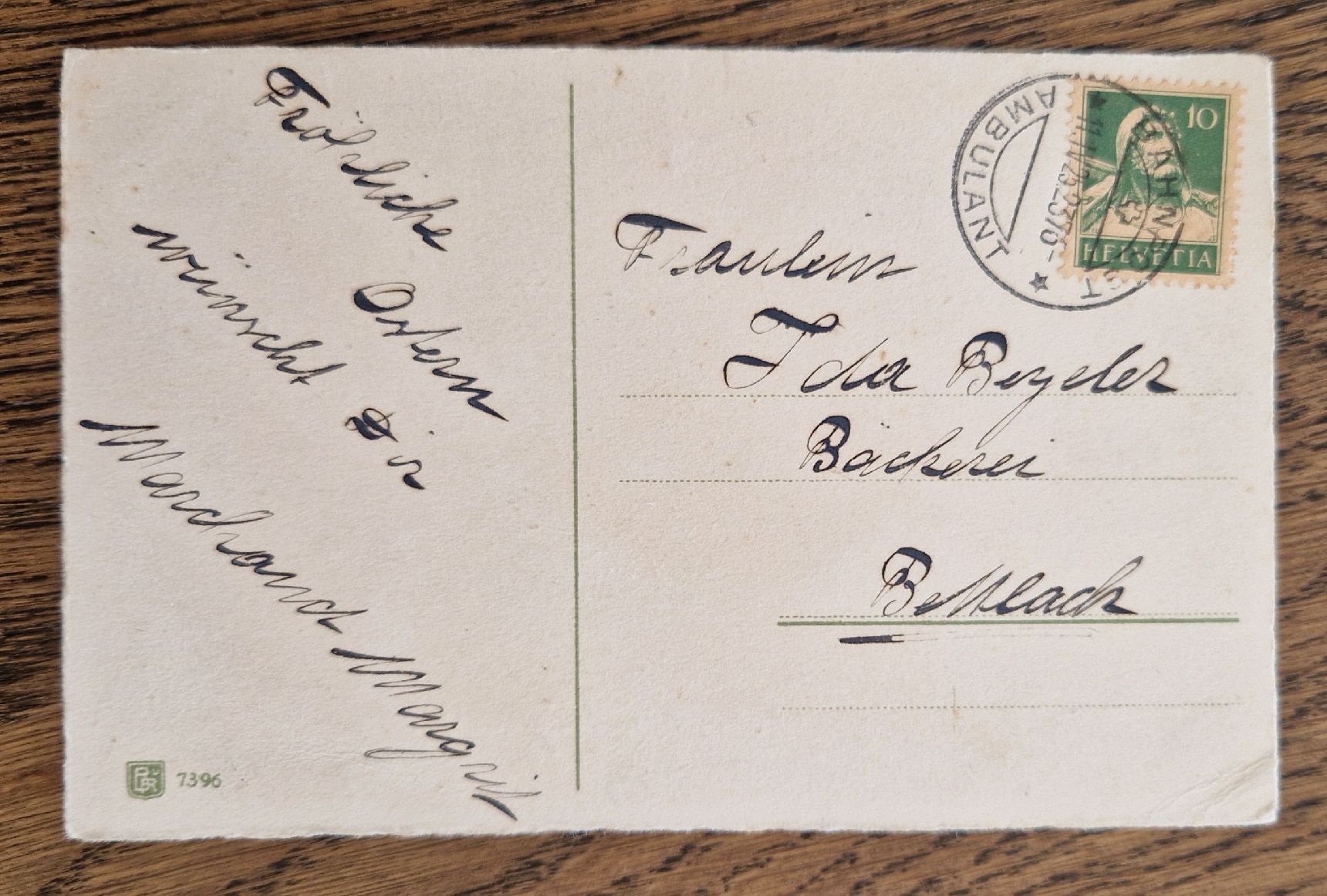 Ansichtskarten: Heureuses Paques, zwei Zwerge mit Eierkorb 1925 – Gebraucht aus Ebikon von Donar50 1