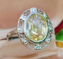 ✨Antiker Gelber Saphir Diamant Ring 585 Weissgold