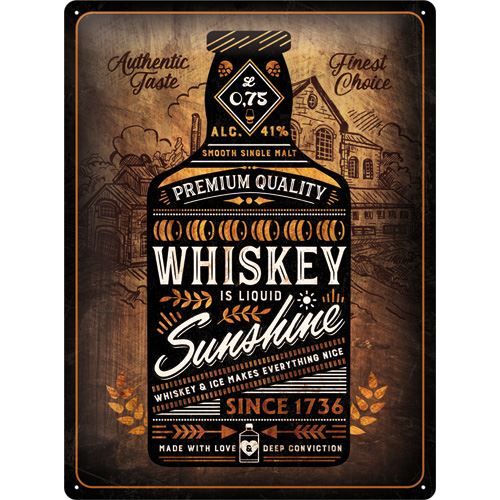 Insegne: Rusty Blechschild-WHISKEY IS LIQUID – Nuovo e nell'imballaggio originale da Rupperswil venduto da big-one-sale
