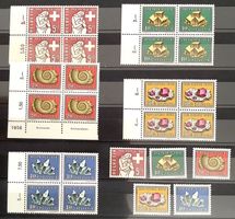 1958 - Pro Patria Mineralien Viererblöcke ** + Satz **