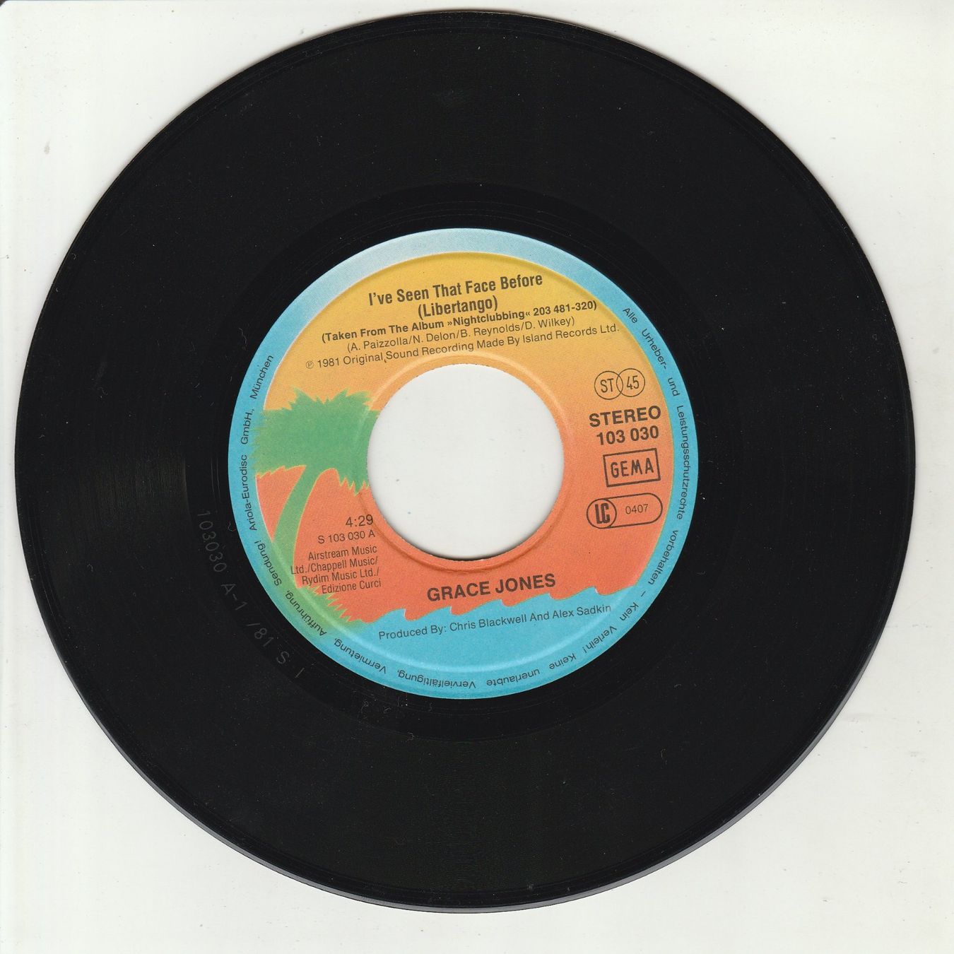 Schallplatten: Grace Jones - I've seen that Face before 7" Vinyl 1981 – Gebraucht aus Tübach von JamesStone 2