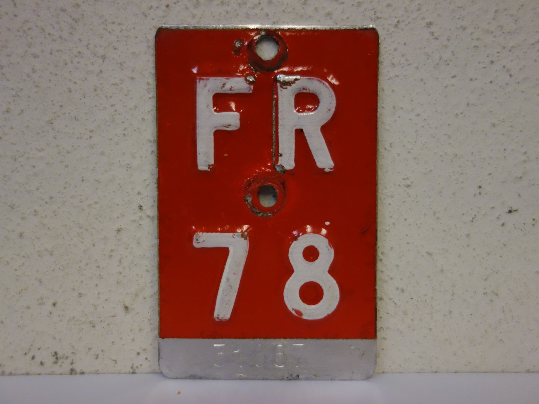 Schilder: FR 78 VELONUMMER - FAHRRADSCHILD – Gebraucht aus Kerzers von zimmergruen