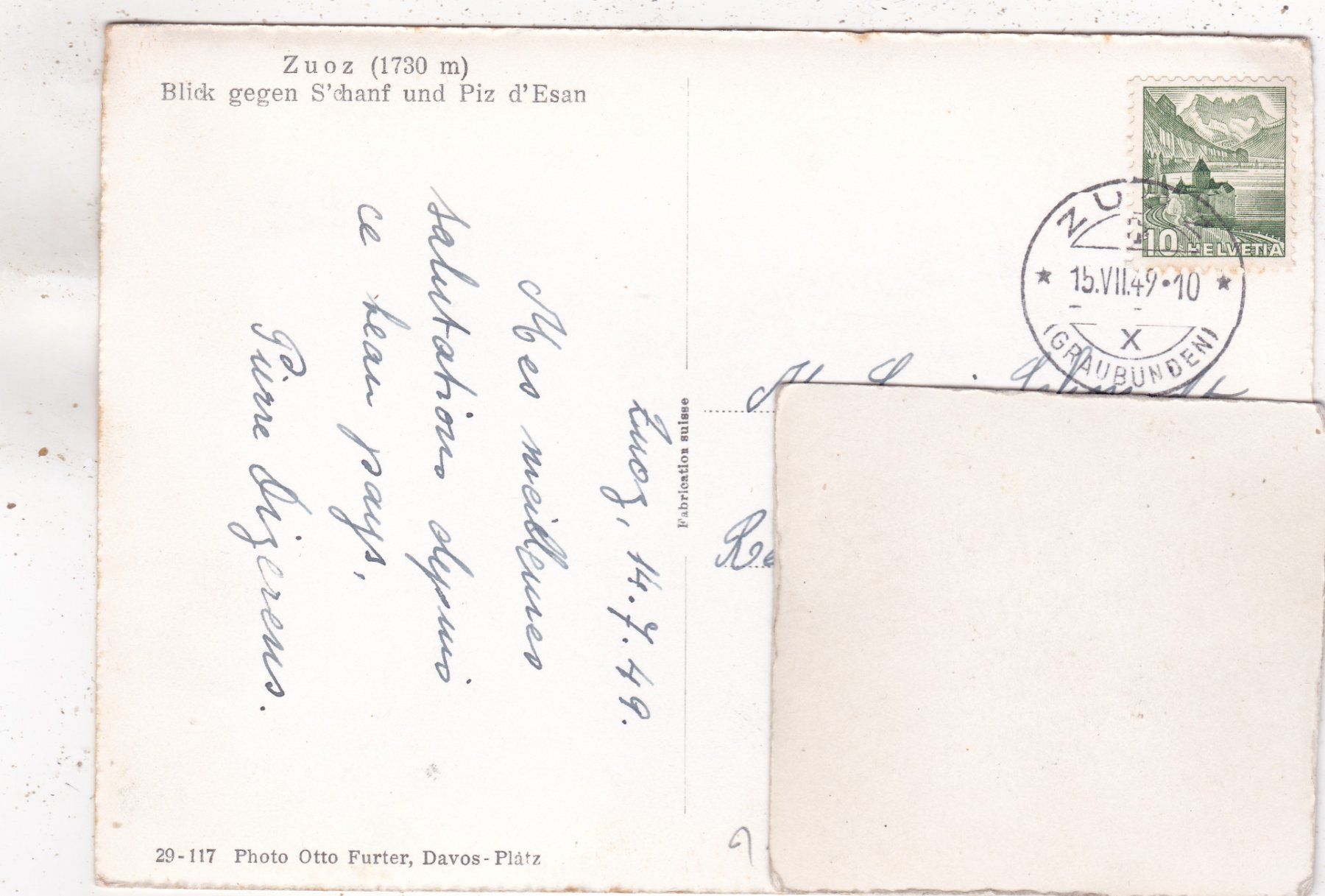 Cartoline postali: Zuoz 1949 – Usato da Herisau venduto da Lisegrat2008 1