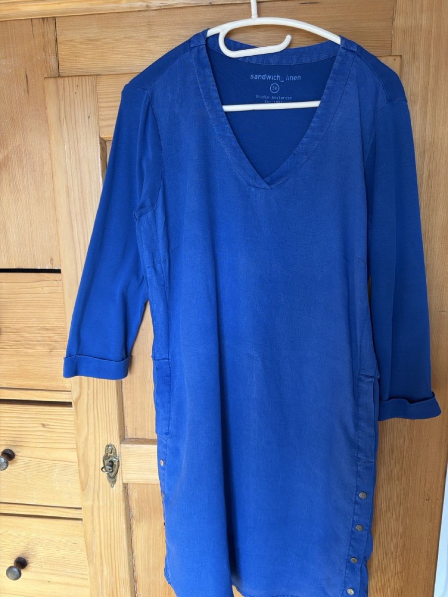 Vestiti: Sandwich Leinen Kleid, Gr. 38, blau – Usato da Lufingen venduto da Smily37