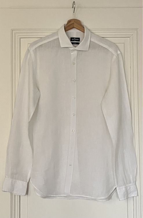 Chemise Café Coton Bleu Carreaux - Taille 41/42 (L), 100% Coton, Occasion En Parfait état