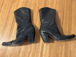 Elegante schwarze Reptilleder Stiefel aus Florence (Bottes)