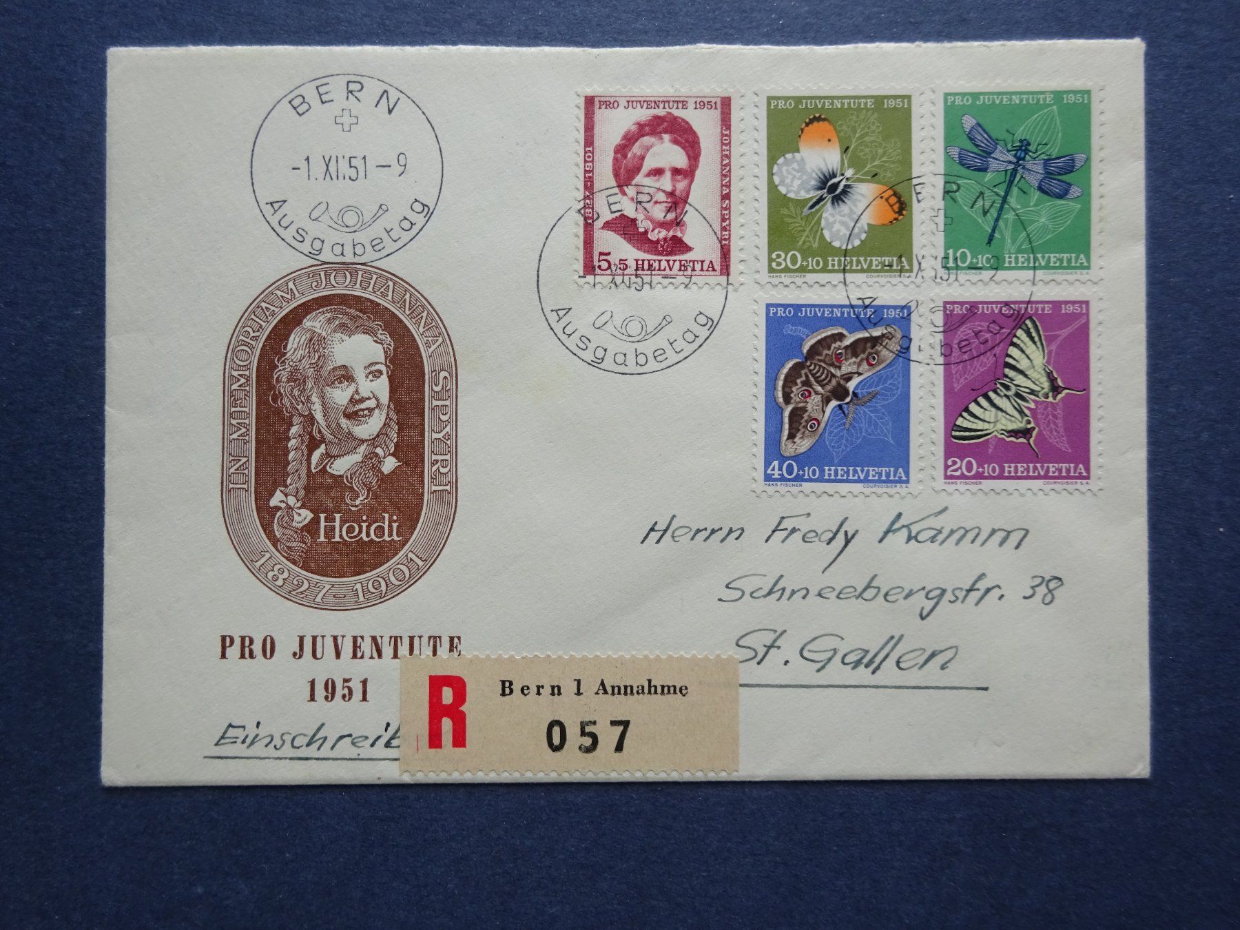 Alle Briefmarken: 1951 Pro Juventute FDC BERN – Gebraucht aus Appenzell-Steinegg von adi1975 1
