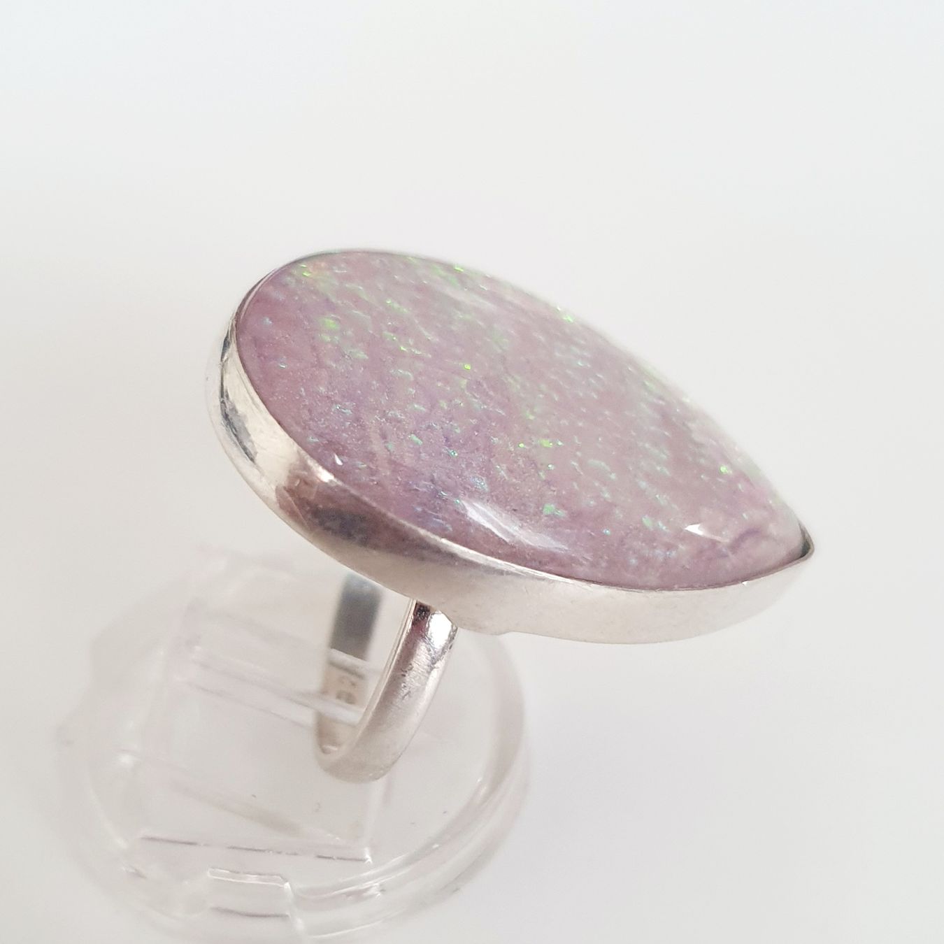 Anelli: Vintage Silberring 925  mit irisierendem Stein, Gr. 18.6mm – Usato da Kreuzlingen venduto da Wunderkiste123