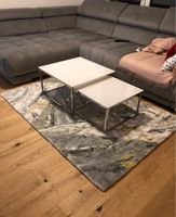Moderner Glas-Couchtisch 2-teilig Weiss Hochglanz Chrom