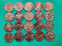 Envoi gratuit - Lot USA 20 x 1 Oz .999 Copper, ~580 gr.
