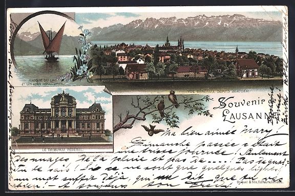 Ansichtskarten: Vorläufer-Lithographie Lausanne, 1895,  – Gebraucht aus Berlin von bartko-reher