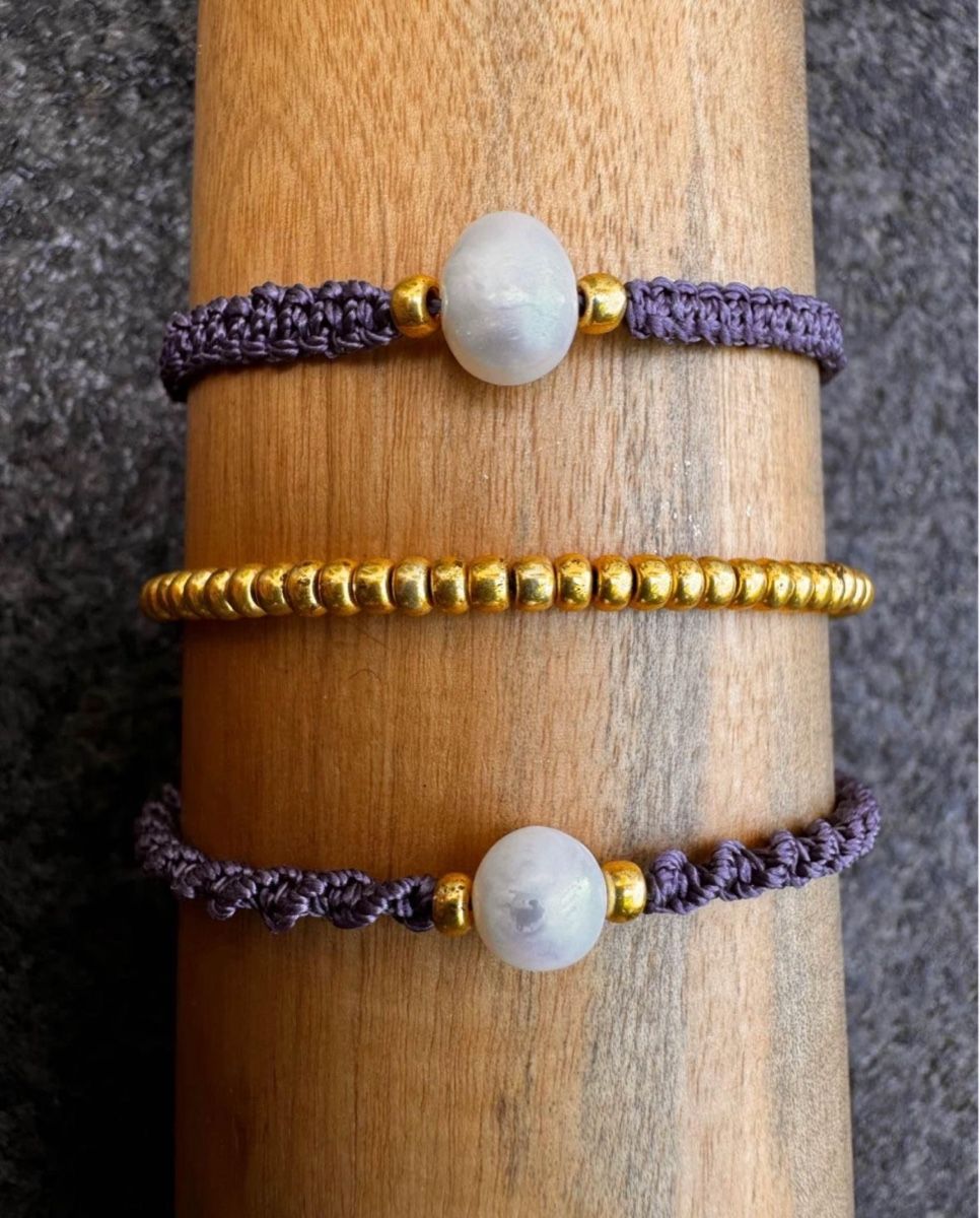 Bracciali & Braccialetti: 3er Set selbstgemachte Armbänder Makramee echte Steine – Nuovo (secondo la descrizione) da Niederbüren venduto da poschti 6