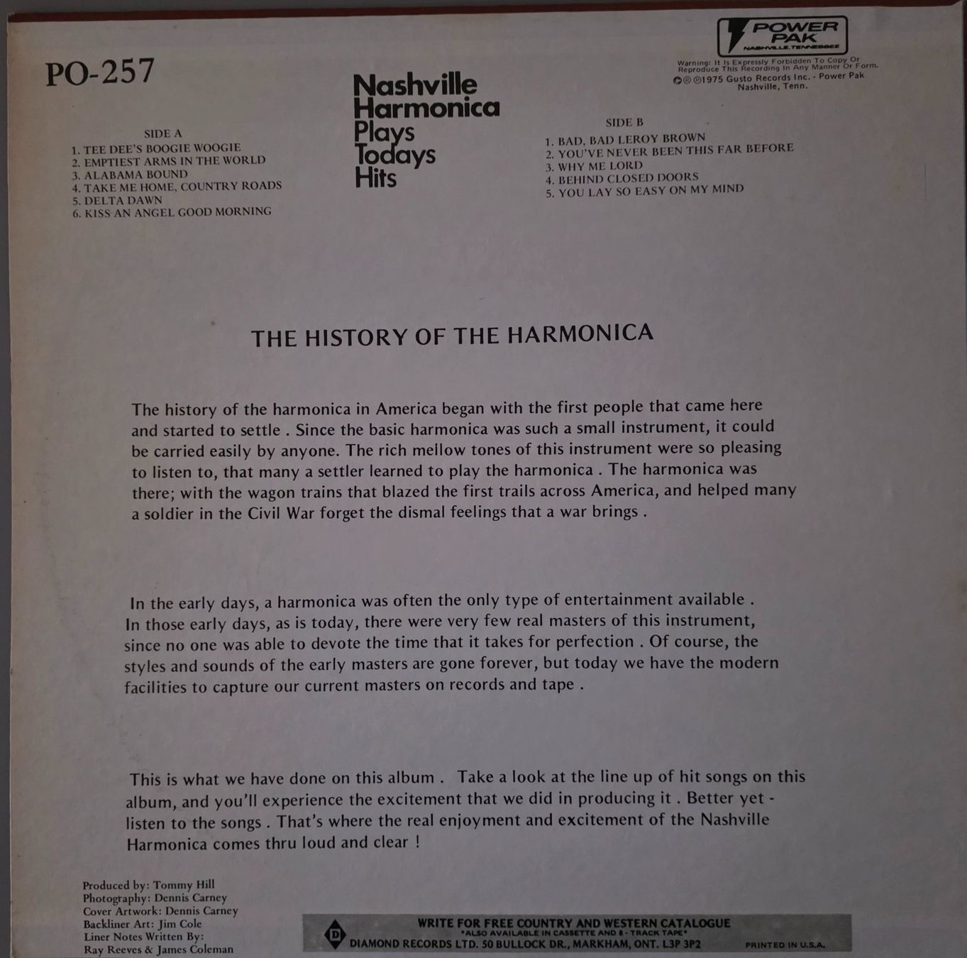 Dischi in vinile: Nashville Harmonica LP – Plays Today's Hits – Usato da Root venduto da atelier22 1