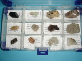 Schweizer Mineralien-Set Wallis 12Stk. in Sammelbox