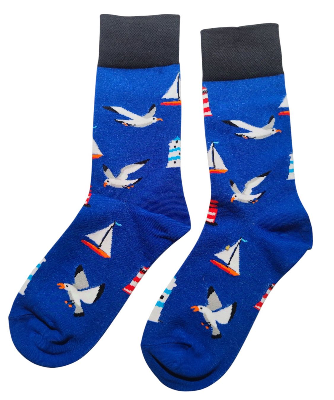 Calze: Socken Leuchtturm/Seegelboot/Möwen/Lighthouse/Sailboat – Nuovo e nell'imballaggio originale da Zürich venduto da amysmith 1