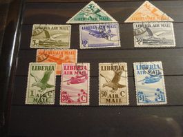Liberia, Lot Flugpostmarken gestempelt, um 1945