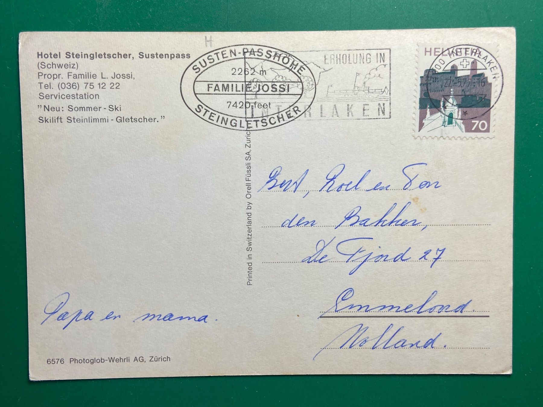 Cartes postales: Hotel Steingletscher - Sustenpass – D'occasion à Steg VS par _vinci_ 1