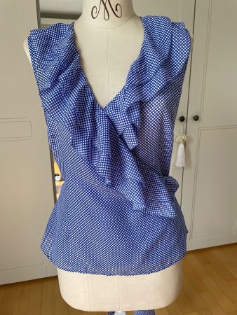 Wickelbluse McGregor Gr. 38 blau/weiss