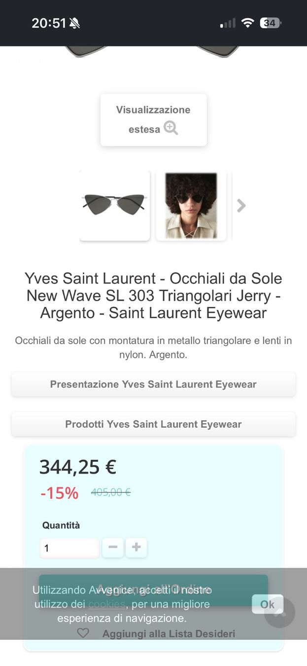 Saint Laurent Occhiali & Lenti: Occhiali da sole Saint Laurent triangolari – Usato da Faido venduto da sof_6jgl 2