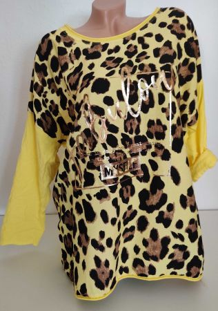 Shirt Leo-Styl neu 40-44 Braun/Gelb/Gold Baumwolle Viskose