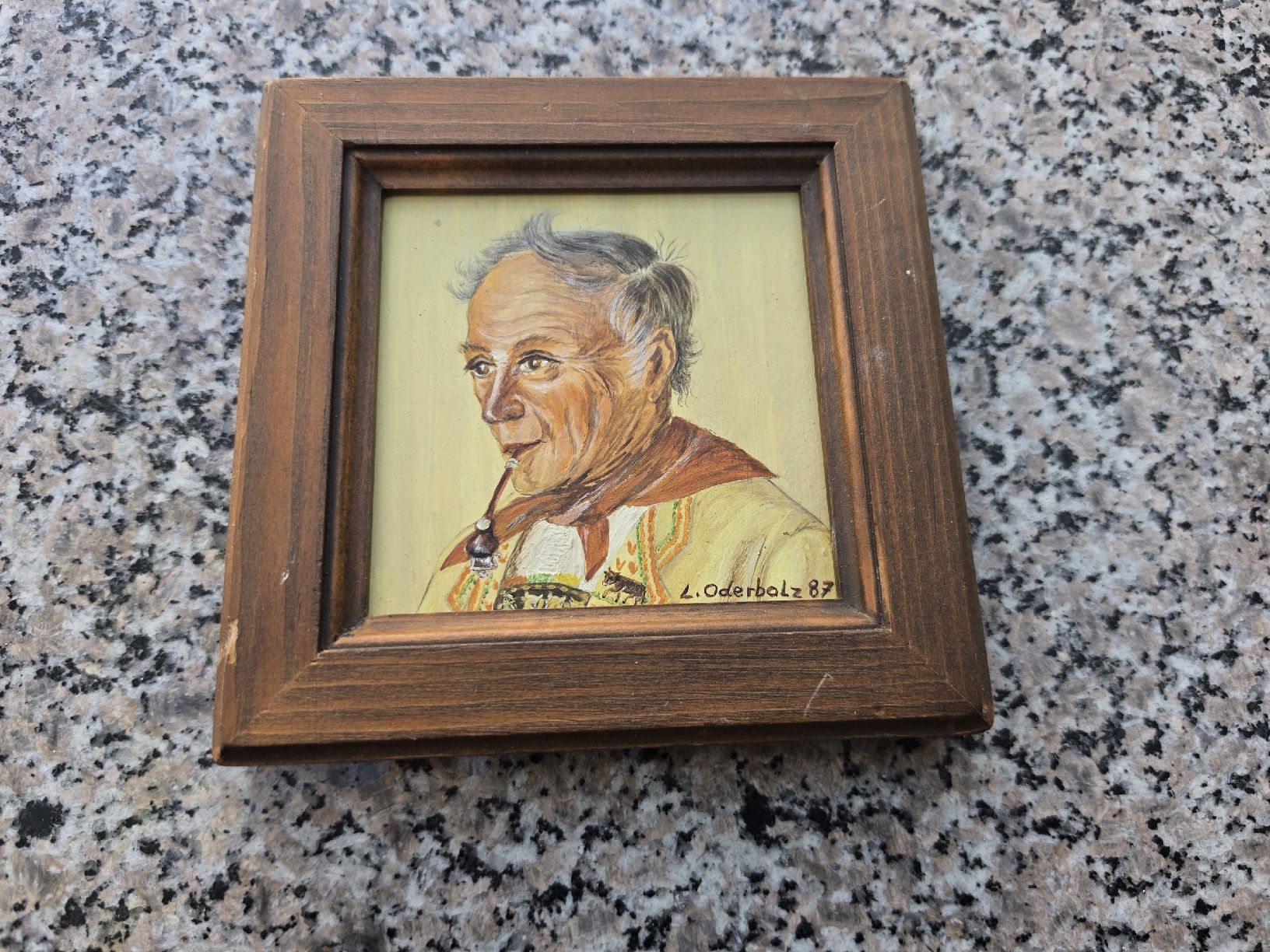 Tableaux: Gemälde Porträt Mann Pfeife L. Oderbolz 87  – D'occasion à Mettlen par elios0888 9