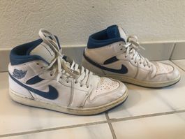 Jordan 1 Mid Sneakers Weiss Blau gebraucht grösse 43