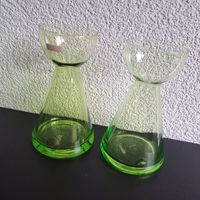 2er Set Bodum vintage Chrysamthenenvasen grün, Mundgeblasen,