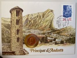 ENVELOPPE AVEC PIECE - ANDORRA - 1988 - MÜNZ-BRIEFE