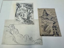 Heinrich Herzig 1887-1964 3 Skizzen signiert Liquidation 