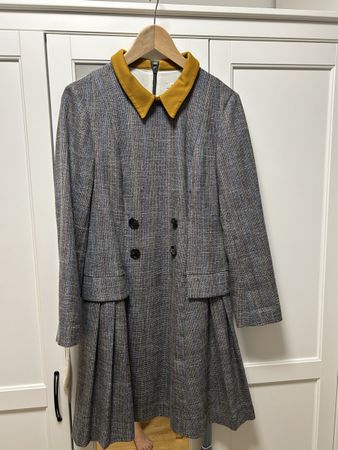 Damen Kleid Gr. 40 – Kariert – Vintage Stil – Grau/Senfgelb