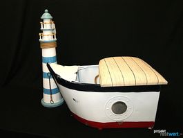Segelschiffsessel mit Leuchtturm