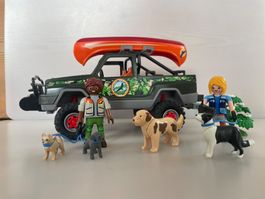Playmobil Set - Pick-up mit Figuren, Hunden und Zubehör