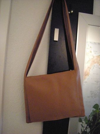 Echt Leder Umhängetasche 37x29 Cross Body Tasche ockerbraun