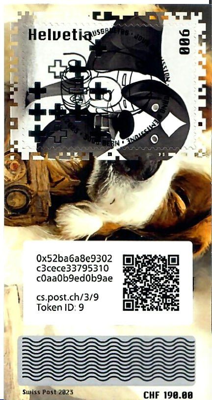 Tutti i francobolli: Swiss Crypto Stamps 3.0 ID:9 mit Stempel – Nuovo e nell'imballaggio originale da Baar venduto da CryptoShop