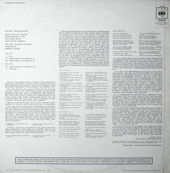 Dischi in vinile: Boulez/B.B.C. Symphony Orchestra: Pli Selon Pli LP – Nuovo (secondo la descrizione) da Steinhausen venduto da Vilivinili 1